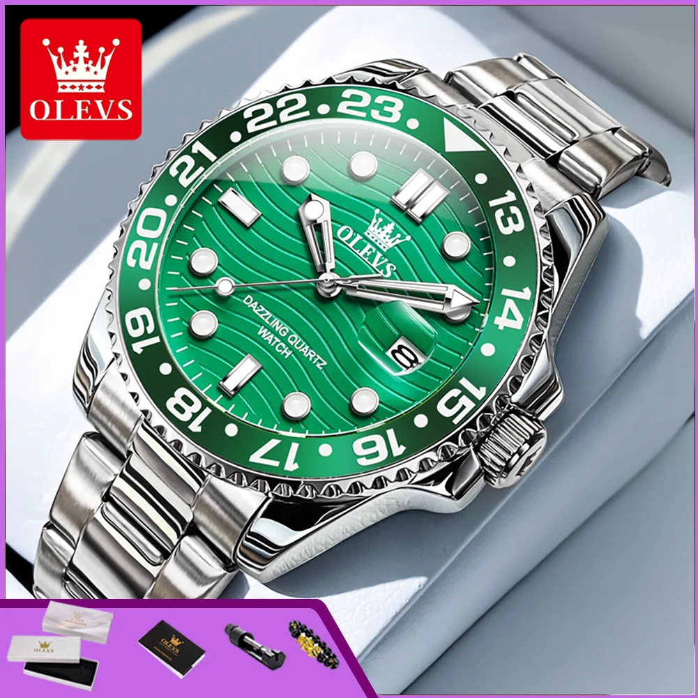 

OLEVS 3610 Brand Original Men's Quartz Watches Waterproof Luminous Calendar Stainless Steel Strap Luxury Man Dress Wristwatch