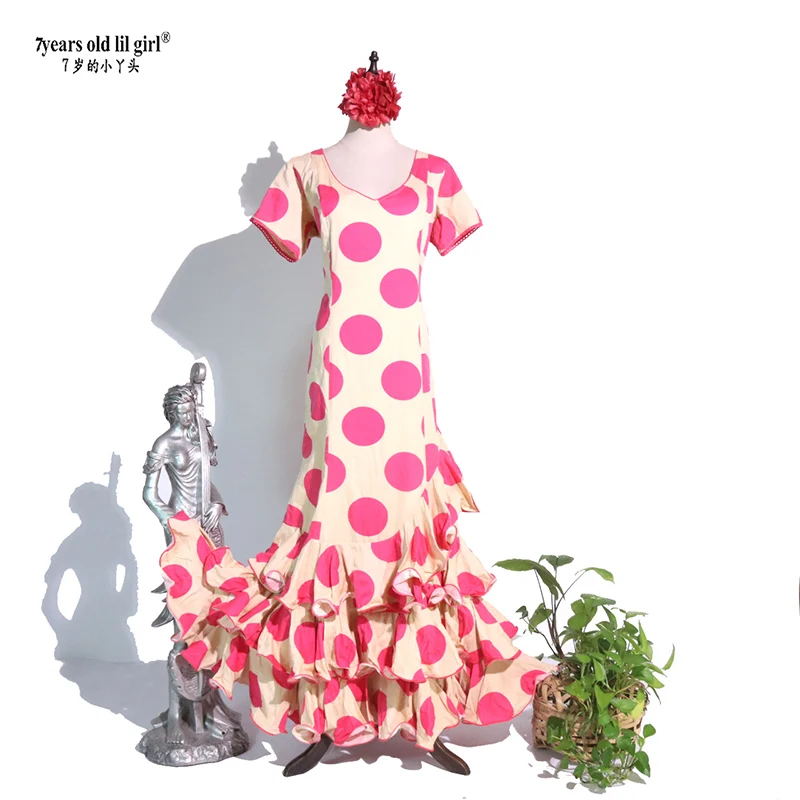 7 annililgirl 2025 nuevo vestido de encaje de baile Flamenco español abiti da noche ropa con cuello en ENE17