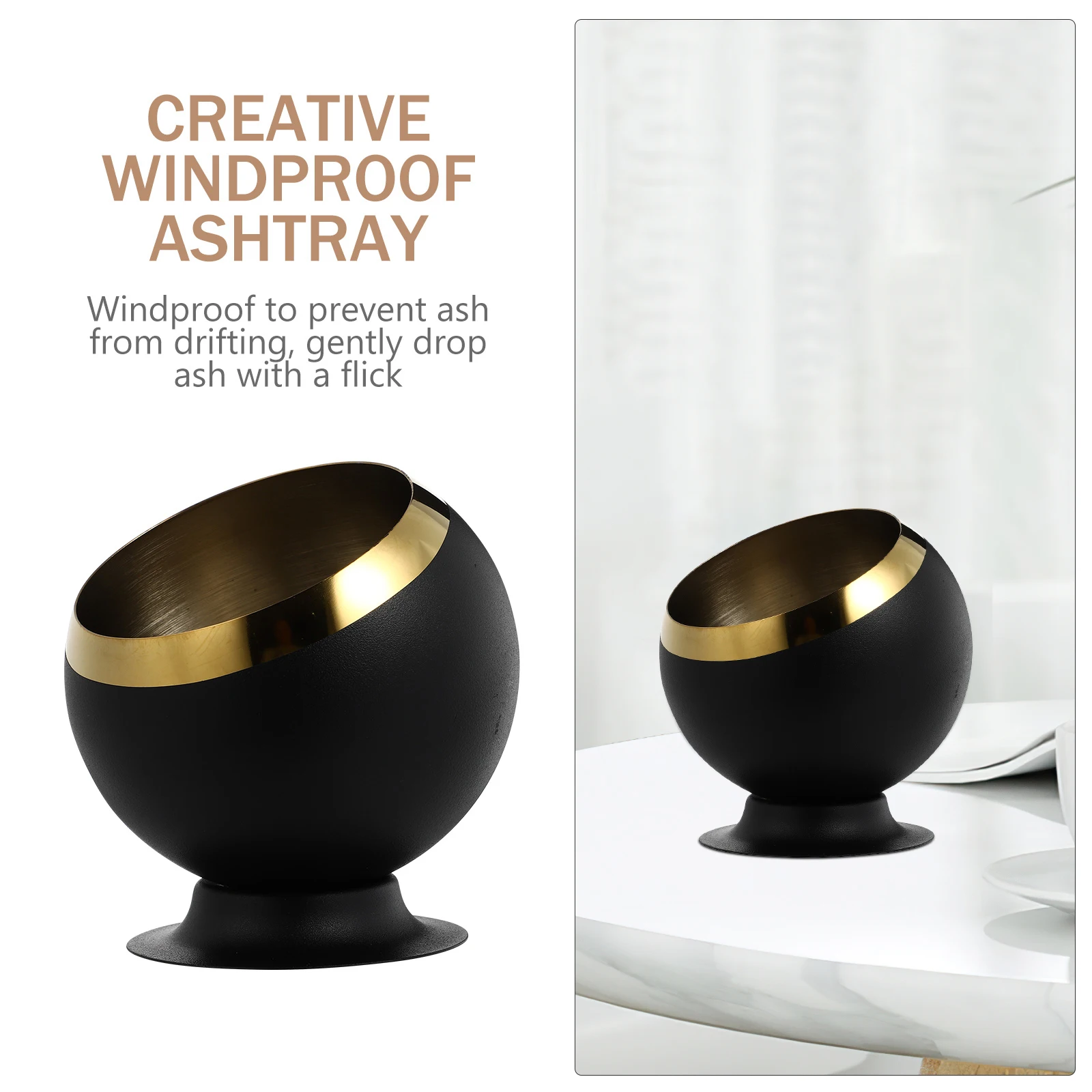 

Stainless Steel Ashtray Simple Desktop Rounded Butt Container Household Metal Black Office Restaurant Smoke Ash