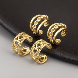 Nidin New Popular Simple Style Multilayer Ear Clip Earrings No Piercings Fake Cartilage 9 Styles For Women Girl Ear Jewelry Gift