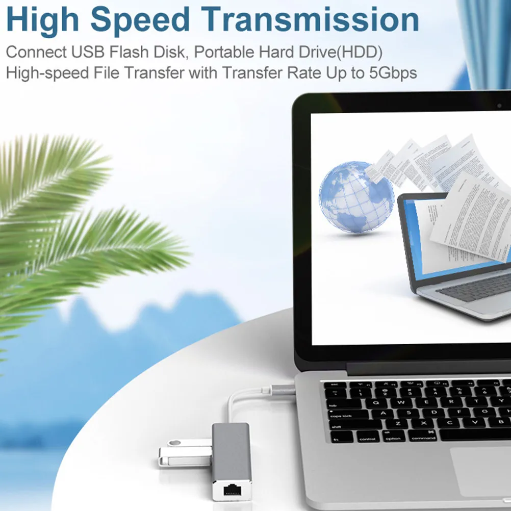 Type-C to Ethernet Network Converter Aluminum Alloy Portable Compact USB Powered High Office Store Network Card