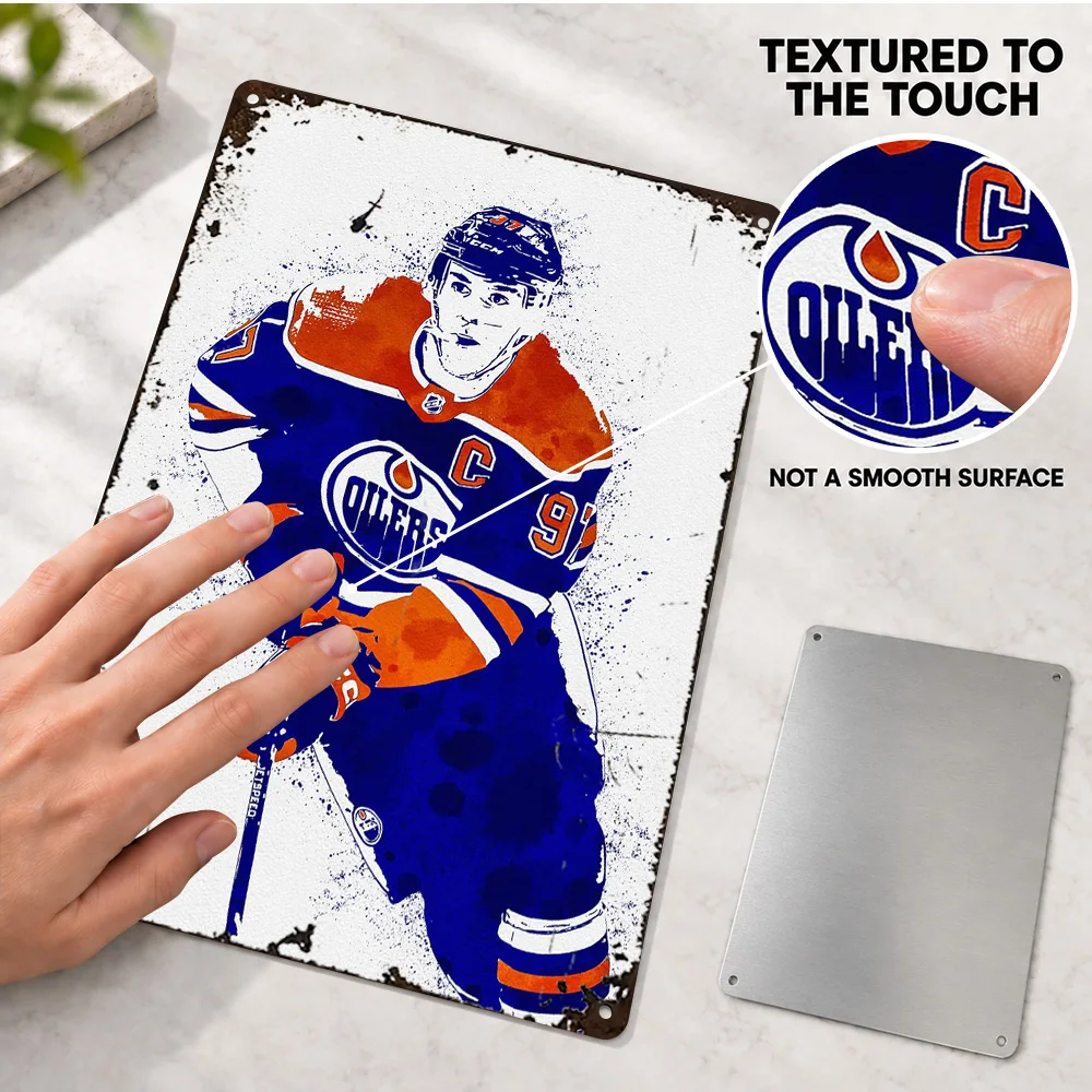 Connor McDavid Hockey Player Printed Poster Customized Aluminum Metal Sign Stick Color Stencil Graphic Wall Art For Home Gym