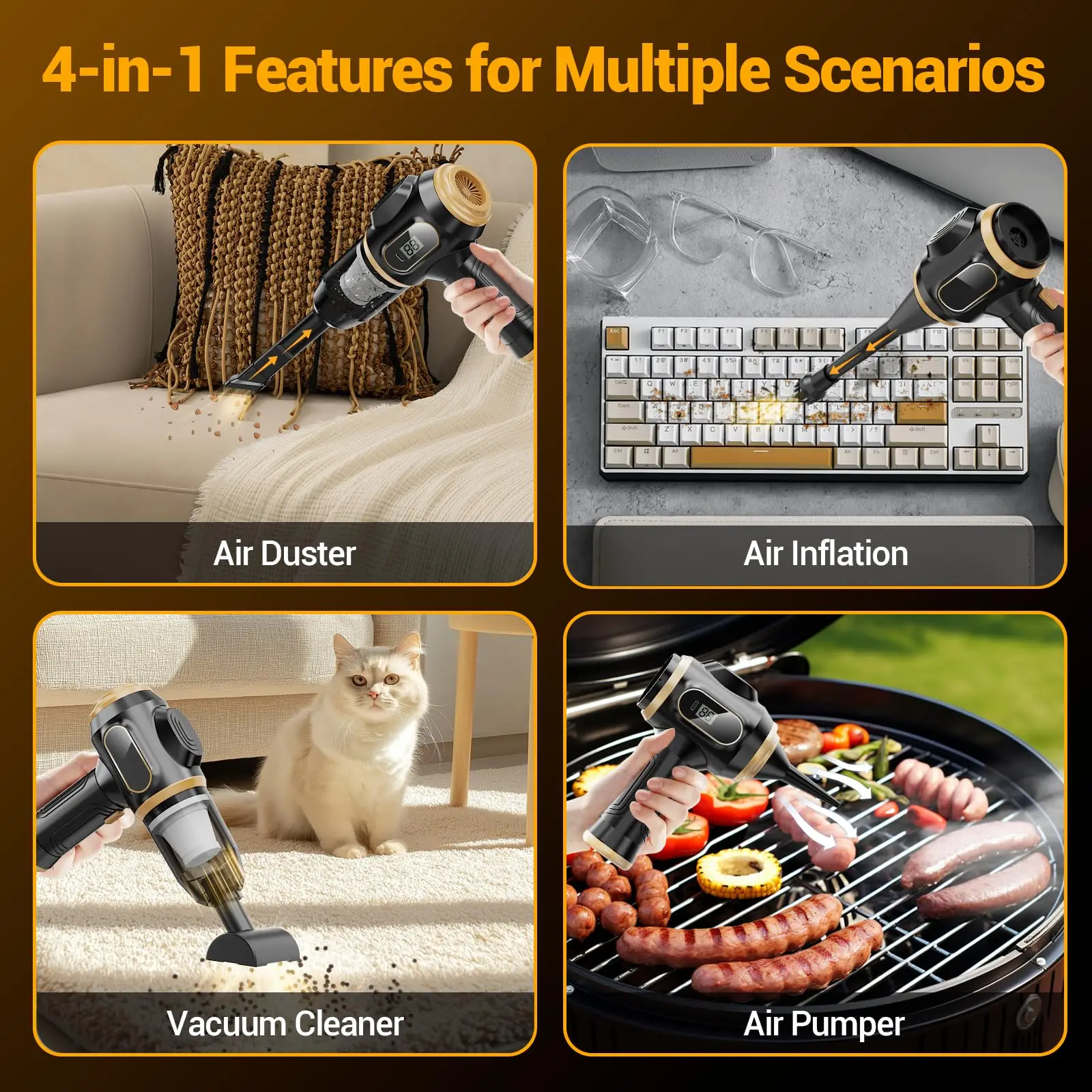 Cordless Handheld Car Vacuum, Rechargeable High Power with LCD, Multi-Nozzles for Pet Hair & Home - Image 5