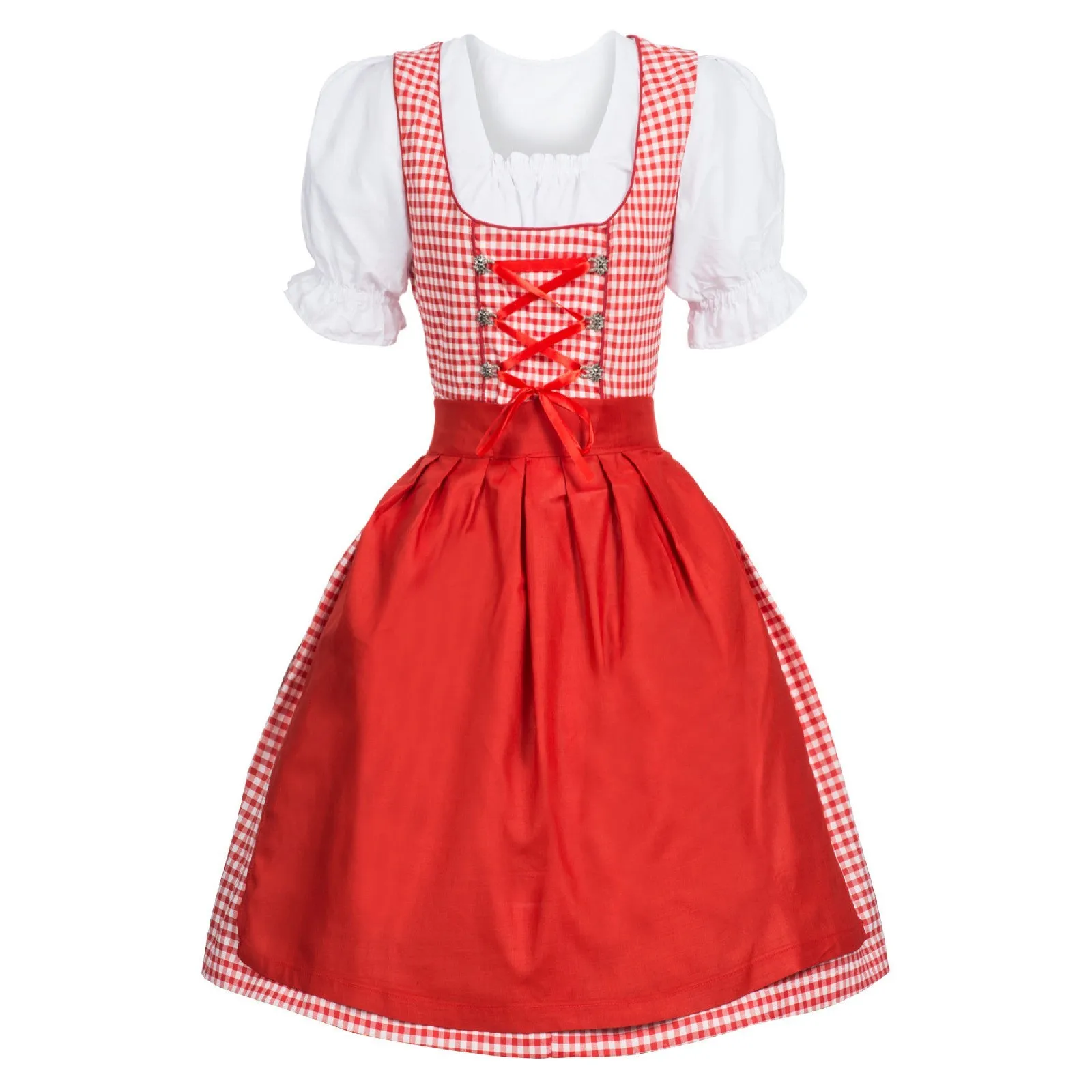 Vestito Dirndl tedesco da donna Oktoberfest Dirndl Lace Up Festival Dress Oktoberfest Costume Cosplay Halloween etnico Retro Dress