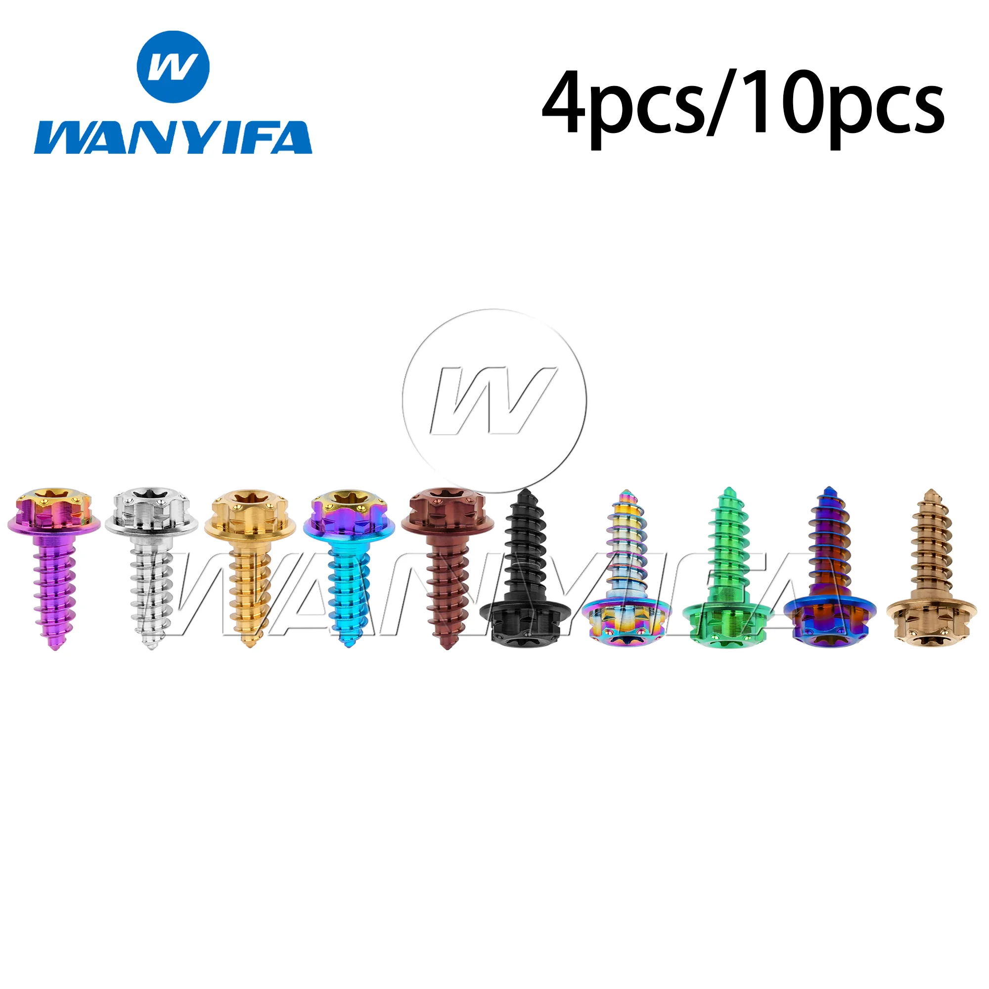 Wanyifa Titanium Alloy Self-Tapping Screw Small Flange Torx Head M4 M5x15mm Fastener for Motorcycle Modification 4pcs/10pcs