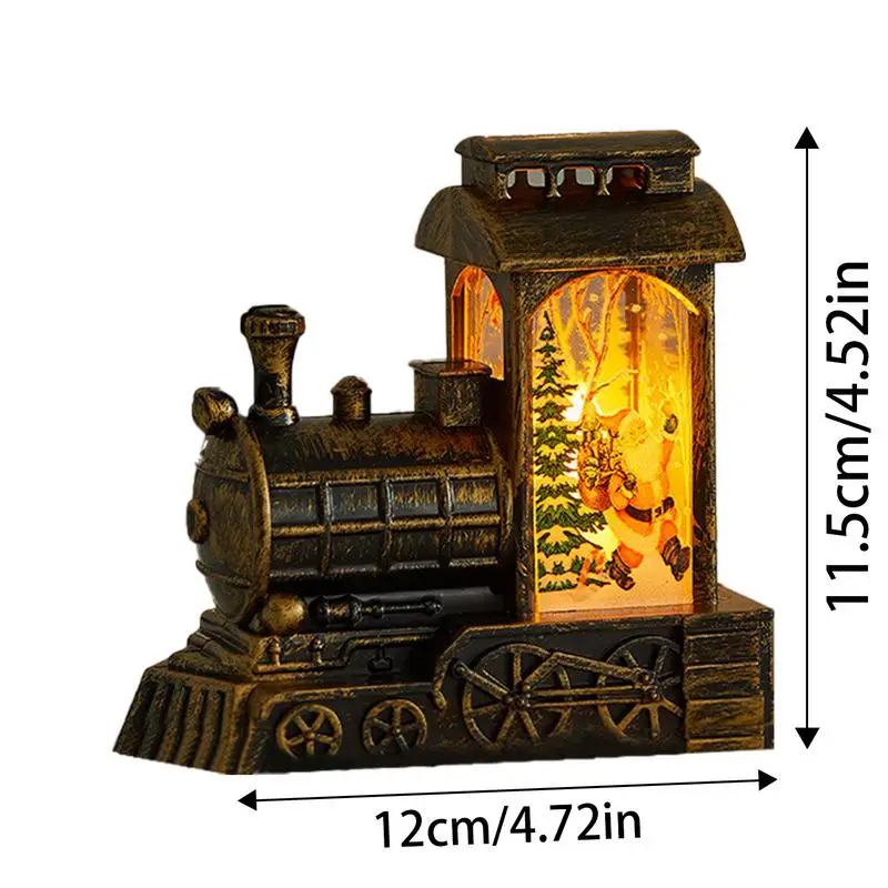 크리스마스 눈 글로브 랜턴 기차 작은 기차 조각상 눈 글로브 LED 랜턴, 소용돌이 물 반짝이 겨울 휴일 센터피스