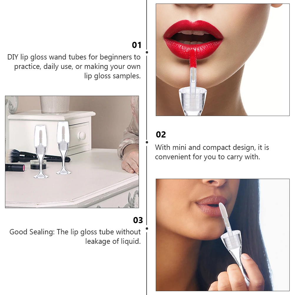 

10pcs Wine Glass Shaped Lip Gloss Tube Empty Refillable Container For Diy Lip Balm Liquid Lipstick Bottle Leak Proof