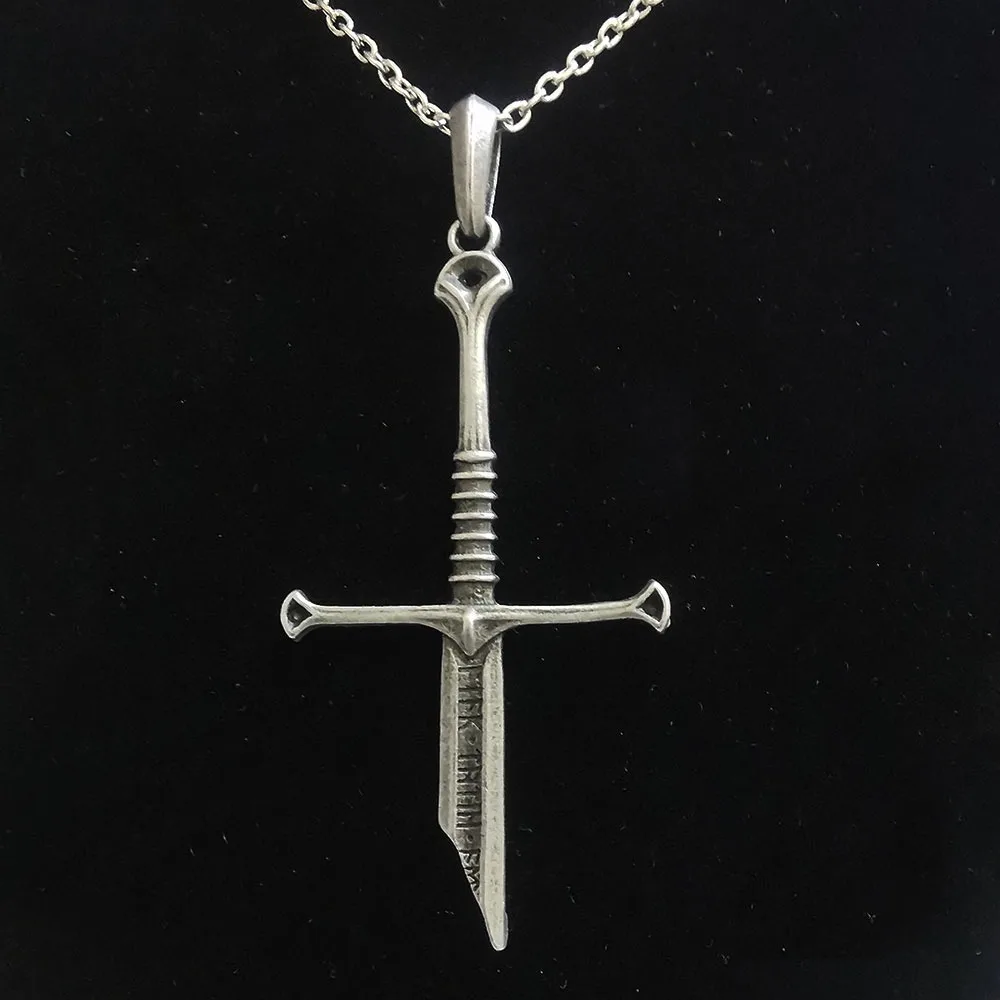 Collar de Cosplay de Aragorn Narsil, Espada Rota, Gargantilla Punk Vintage para Mujeres y Hombres, Accesorios, Joyería, Regalos