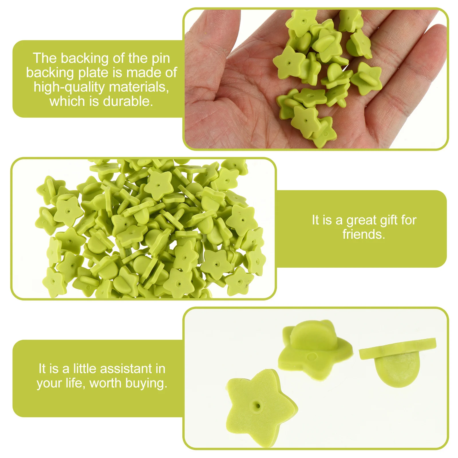 

100pcs Five Pins Lightweight Compact For Diy Jewelry Making Rubber Buckle Badges Backing Shaped Brooch Bases Brooch