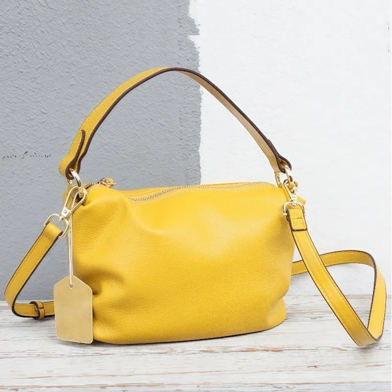 

Soft Cowhide Handbag for Women 2025 Trend Genuine Leather Shoulder Crossbody Bag With Handle Practical Small Hobo Hand Bags