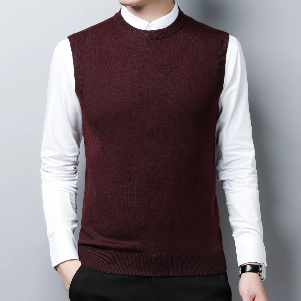 COODRONY Brand Men's Knitted Wool Vests A&W Warm O-Neck Sleeveless Sweater Vest Men Soft Business Casual Clothing XXS - XL 5093