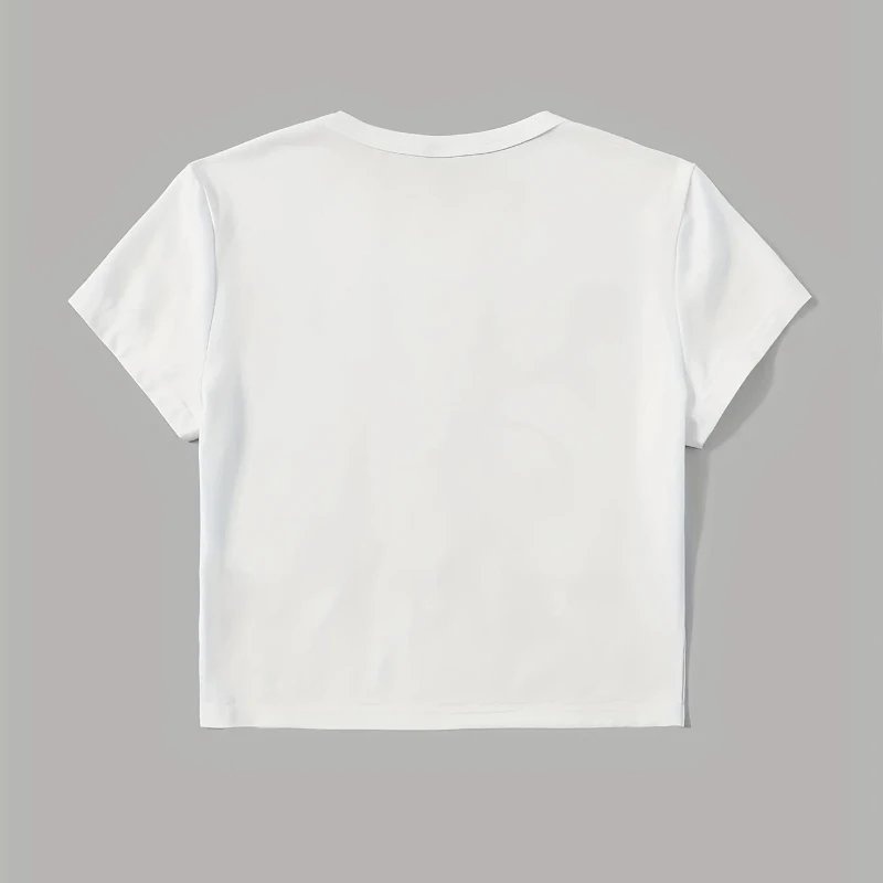 Spicy Girl tight Casual T-shirt 2000s Y2K Cut Short Top Cross Print T-shirt Street Wear