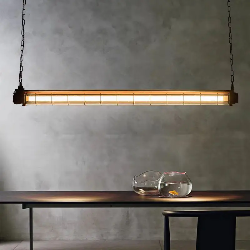 

American retro long restaurant light designer industrial style cafe bar light creative personality office chandelier