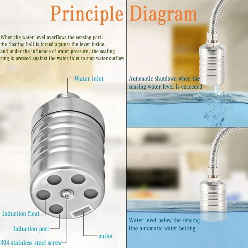 2 Pack 1/2Inch 3/4Inch Auto Fill Shut Off Water Tank Float Valve, 304 Stainless Steel Water Level Control Valve