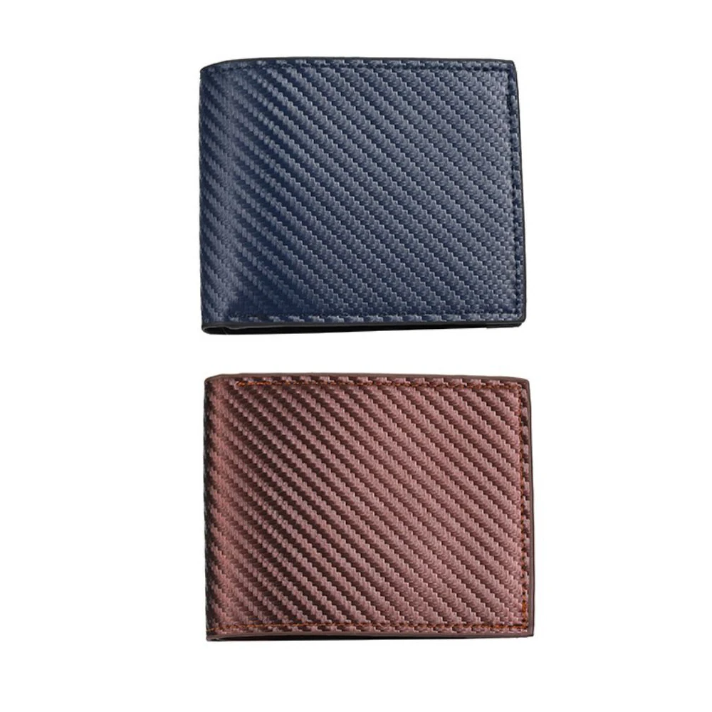 

PU Leather Men's Short Wallet Two-fold Black Blue Coffee Multiple Pockets Large Capacity Retro Coin Purse Women Card Holder