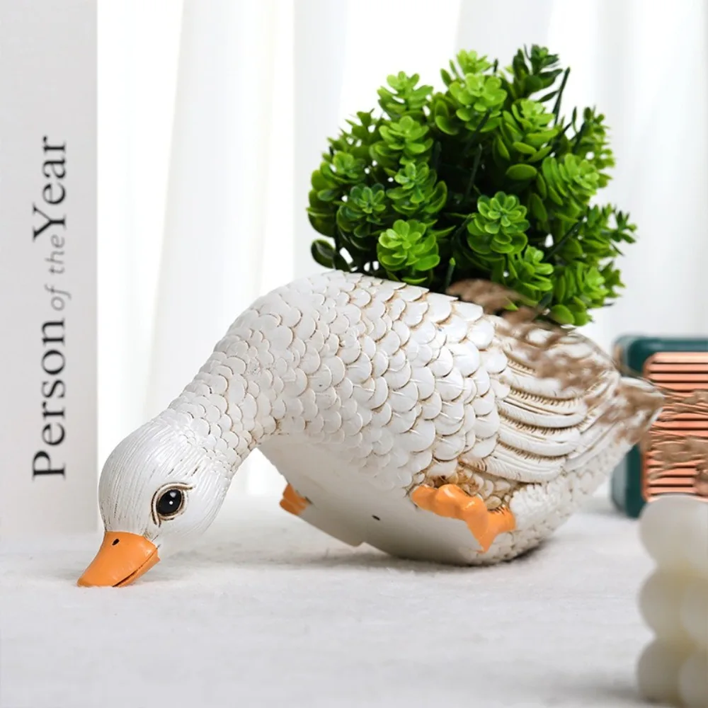 Funny Cartoon Rooster Duck Flower Pot Resin Crafts Handmade Animal Succulent Pots Waterproof Chicken Planter Potting Decoration