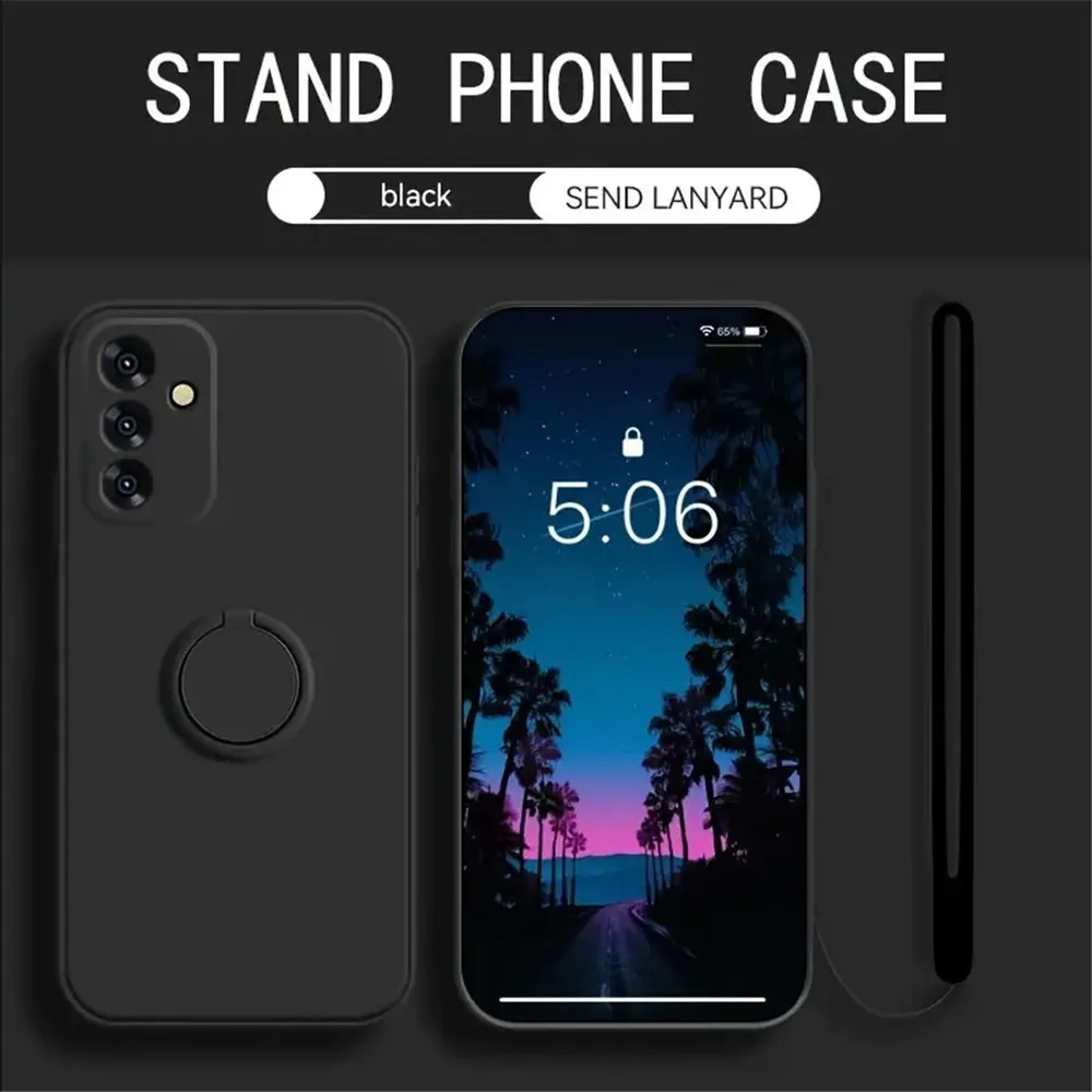 リングホルダースタンド電話ケース Huawei 社 Pura 70 P60 P50 P40 P30 P20 Pro Lite Mate 50 30 20 Pro マットシリコンカバーとストラップ