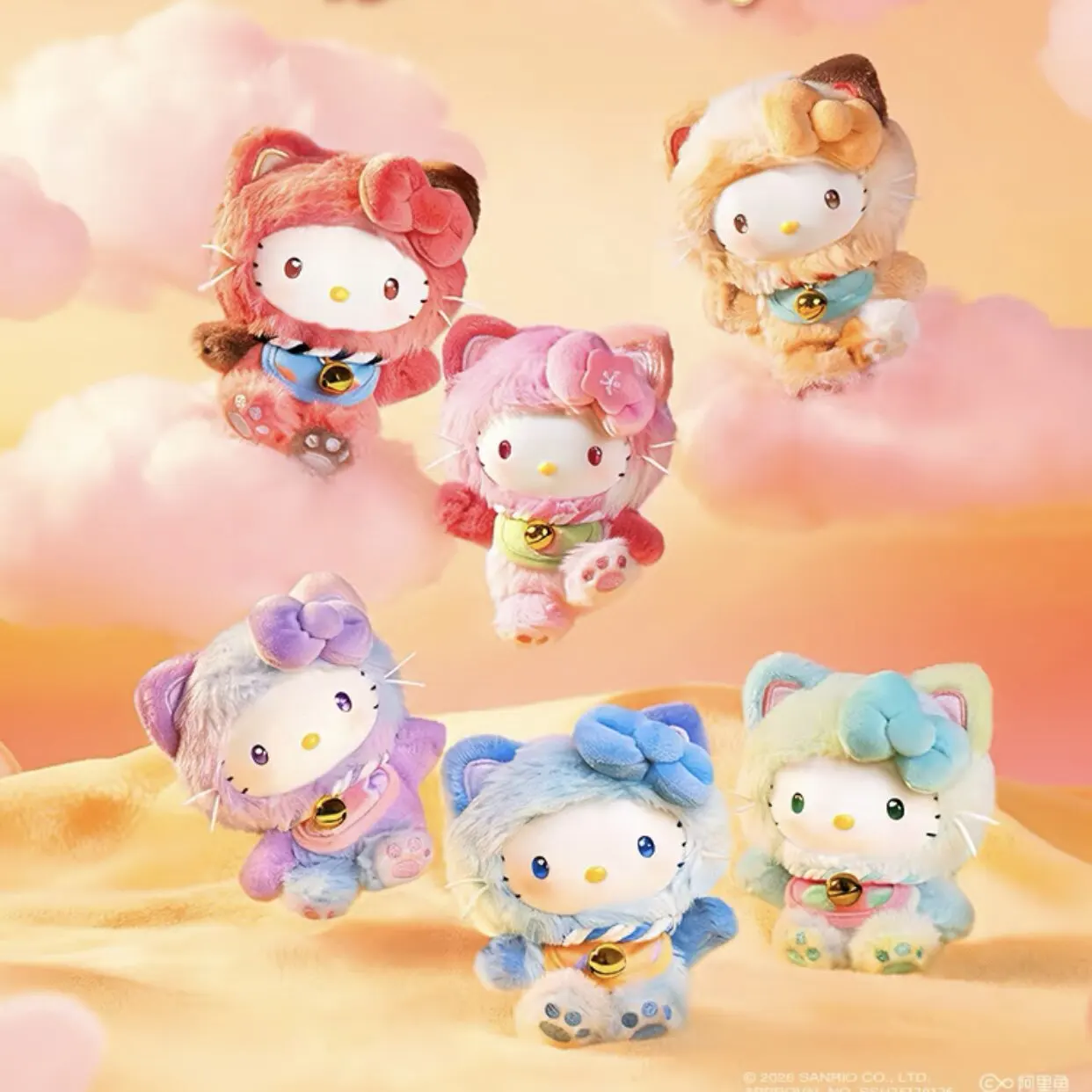 

Sanrio Hello Kitty Lucky Cat Blessing Series Blind Box Vinyl Plush Pendant Collectible Bag Charm Anime Figure For Anime Fans