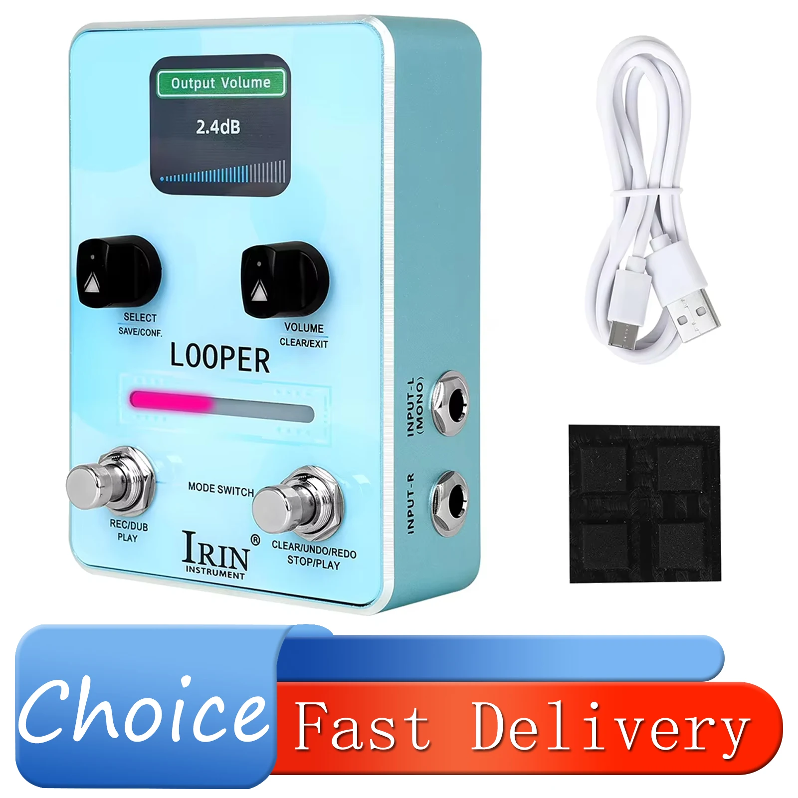 IRIN Phrase Loop Guitar Effect Pedal 44.1kHz 16 Bit Loop 40 Loop Storage Locations Total Recording 160 Min Effect Guitar Pedal