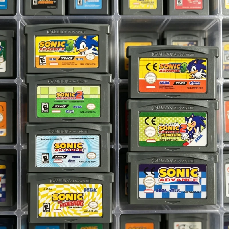 Paquete de Cartuchos de Juego de Sonic The Hedgehog para GBA Advance 1 2 3 Genesis Advance GBA SP, Tarjeta de Juego Retro de Plataforma para Colección de Fans