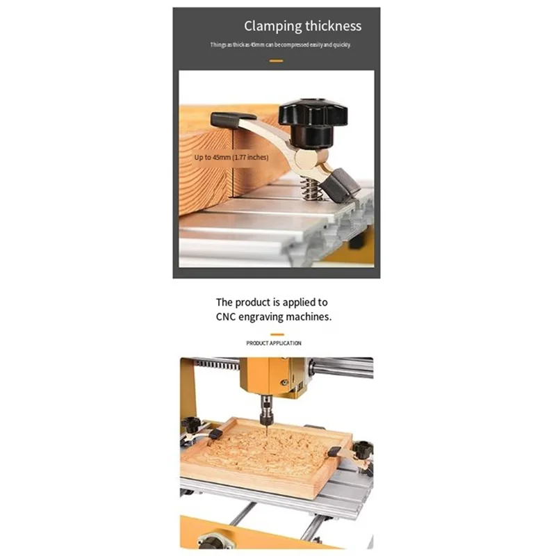 

ABZY-4Pcs Quick Acting T-Track Hold Down Clamp With T Silder Aluminum Alloy Woodworking Clamps Jig For Routers Drill Presses
