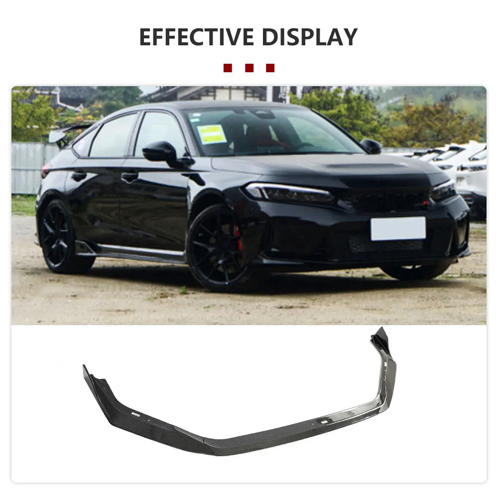 Carbon Fiber Front Bumper Lip Splitters for Honda Civic Type R FL5 Hatchback 4-Door 2023 Front Lip Chin Protector Guard 3PCS