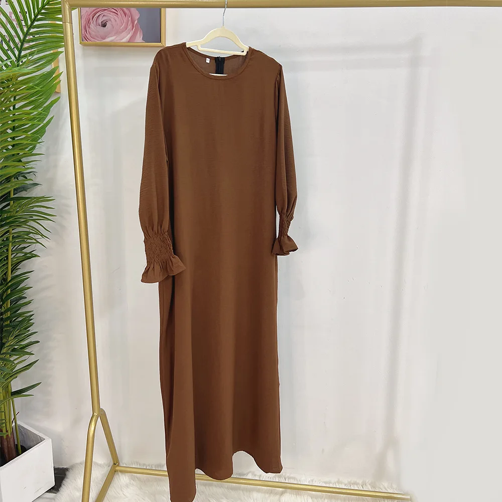 Vestido de Oração Muçulmano Monocromático para Mulheres, Crepe Jazz, Dubai, Turco, Roupas Islâmicas Soltas, Roupas Modestas, Ramadan Eid, Hijabi