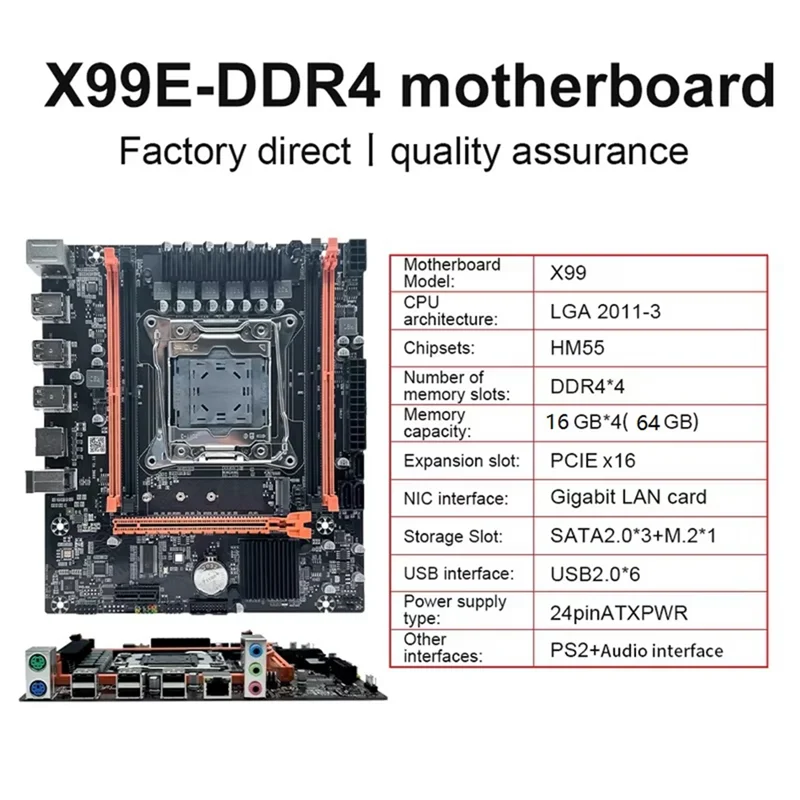 X99E Motherboard Dual Channel Unterstützt 4XDDR4 RECC RAM PCIE X16 Nvme Gigabit LAN Karte Computer Desktop Motherboard-T44C