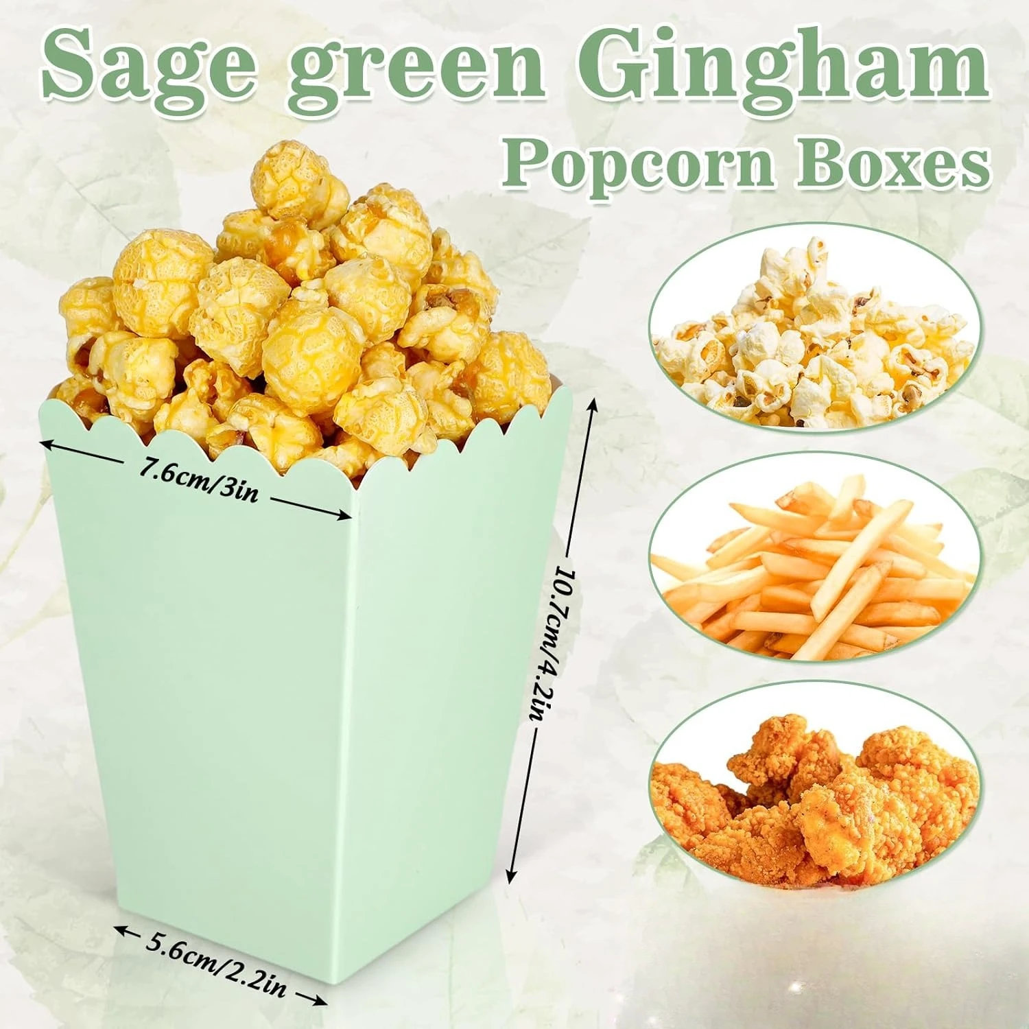 12 pcs  Sage Green Mini Popcorn Boxes Green Popcorn Buckets Candy Favor Boxes for Movie Night Party Supplies view 2