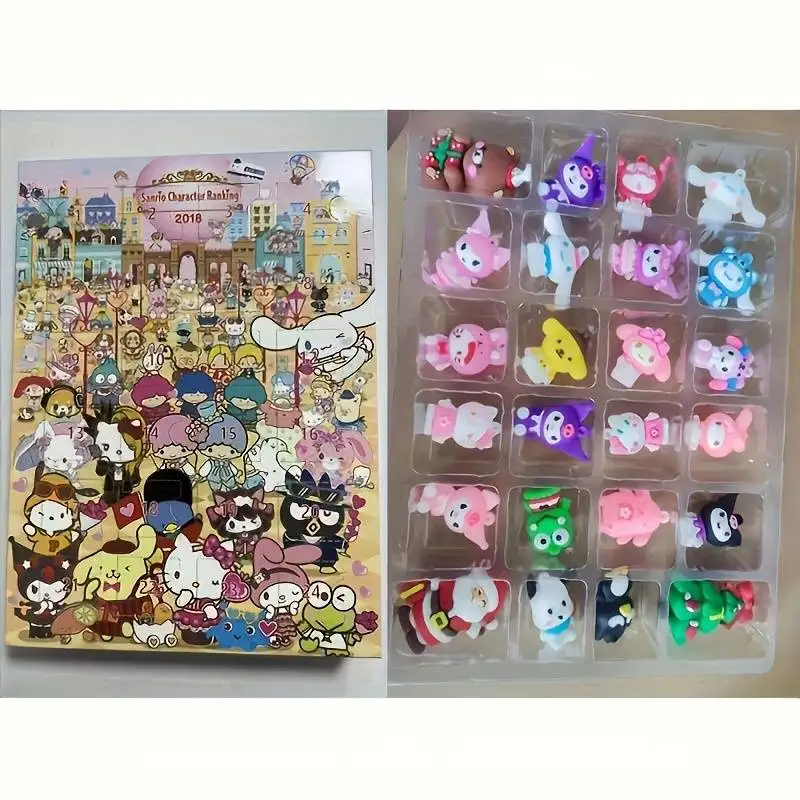 Miniso Sanrio Christmas Advent Calendar Anime Figure Models Juguetes Advent Surprise Toys For Children 2024 Navidad Gift