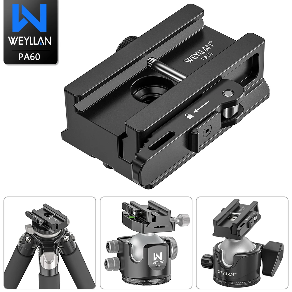 Picatinny-Schienenklemme Ganzmetall CNC Arca auf Picatinny-Adapter Halterung Hebelentriegelung Arca Swiss Clamp WEYLLAN PA60 für Stativkopf