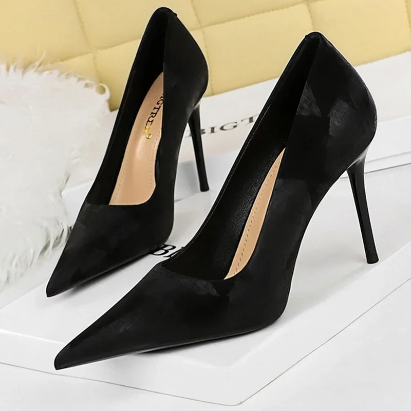 

Fashion High Heels Women 10 Cm Lady Pumps 2023 New Pointed Toe Women Pumps Stilettos Shoes Leisure Lady Heels Large Size 43