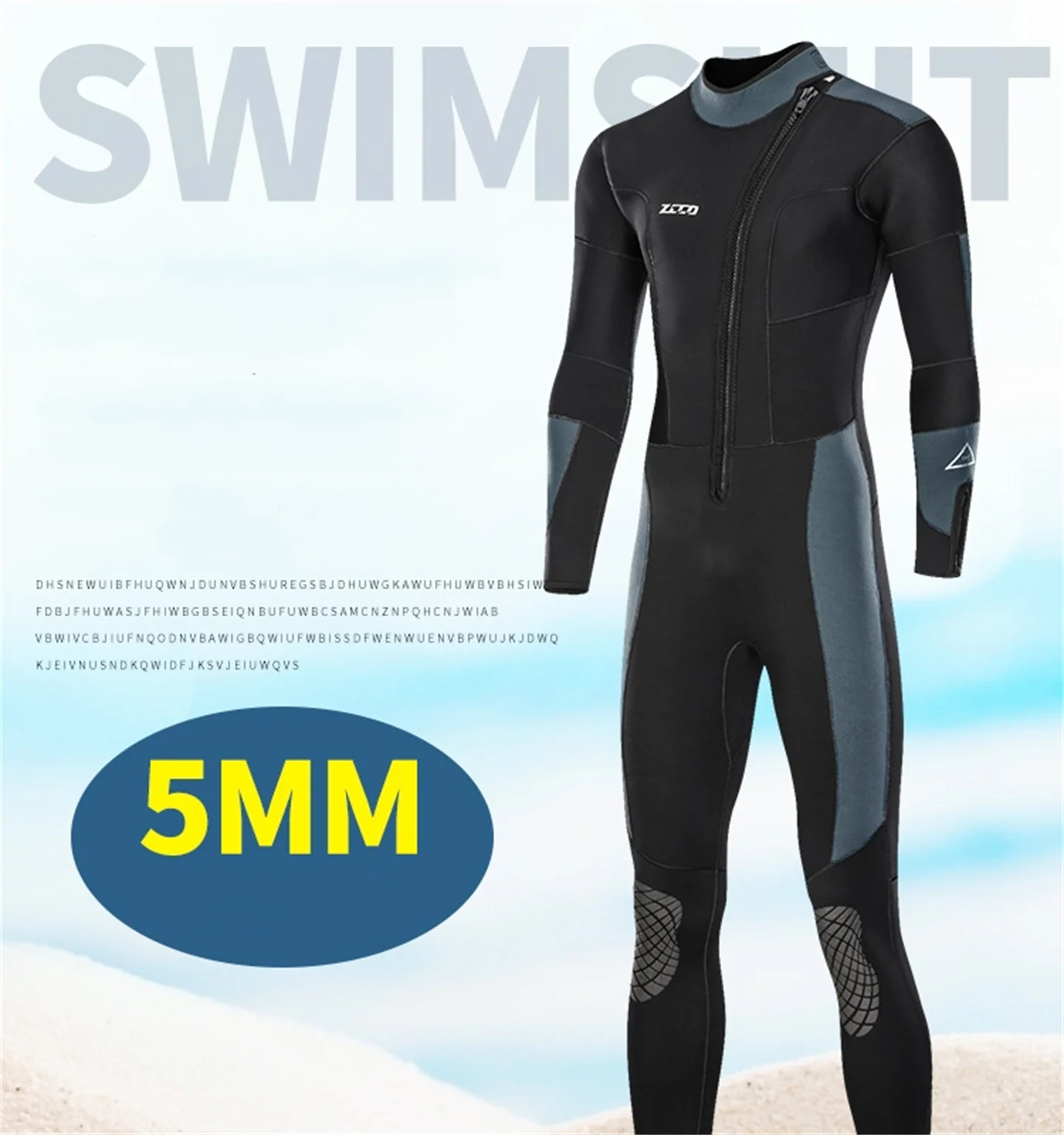 Thick 5MM Neoprene Wetsuit Men Scuba Diving Suit Deepwater Spearfishing Snorkeling Surfing One Piece Set Winter Thermal Swimsuit