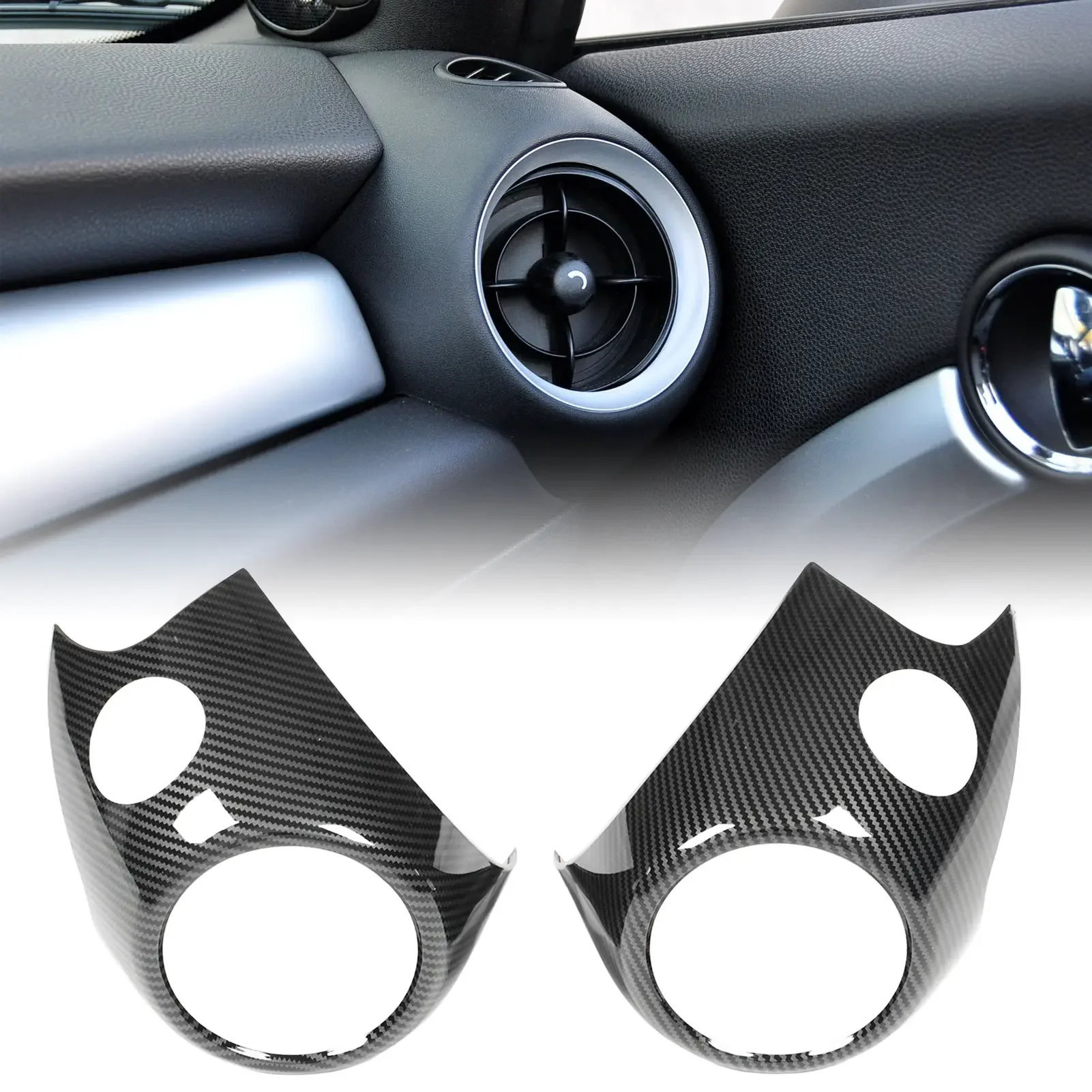 

Car Air Vent Frame Trim Side Air Conditioner Outlet Cover Carbon Fiber Look For MINI Cooper R56 2006-2013