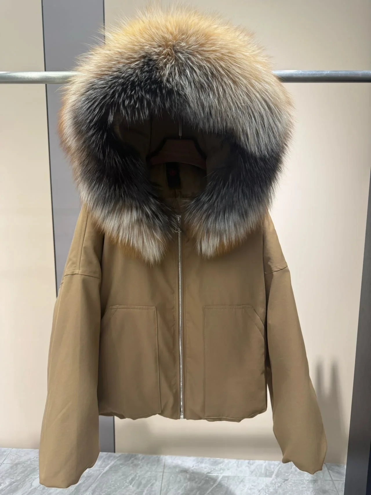 OFTBUY Real Fox Fur Collar Goose Down Jacket Women Cropped Hooded Coat Winter Warm Zipper Natural Fox Fur Thick Outerwear