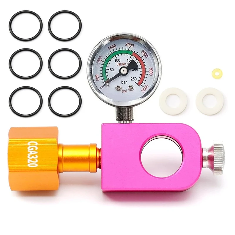 

AU05 -CO2 Refill Adapter For Soda, Filling Adapter With Pressure Gauge And Release Valve, DUO Terra Art Soda CGA320 Co2 Tank