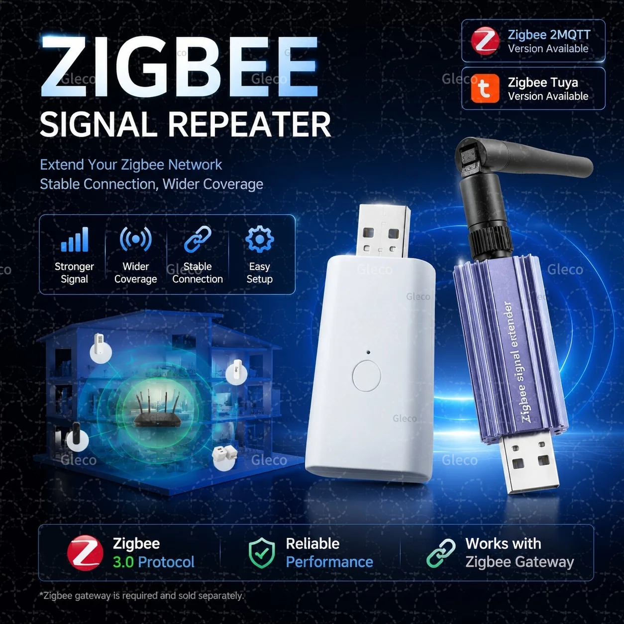 

ZigBee Signal Range Repeater High-Gain Antenna USB Signal Amplifier Extender Optional With Zigbee2mqtt&TUYA Smart Life Version