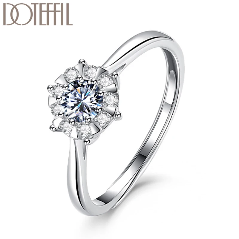 Blume große aaa Zirkon Ring Silber Farbe für Frau Mann Mode Hochzeit Verlobung feier Geschenk Charme Schmuck