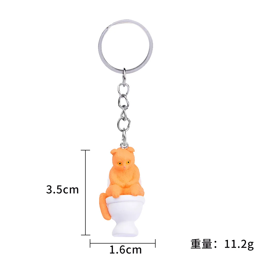 Creative Cartoon Toilet Cat Keychain Funny Toy Animal Key Ring for Women Men DIY Car Handbag Phone Case Pendant Accessories Gift