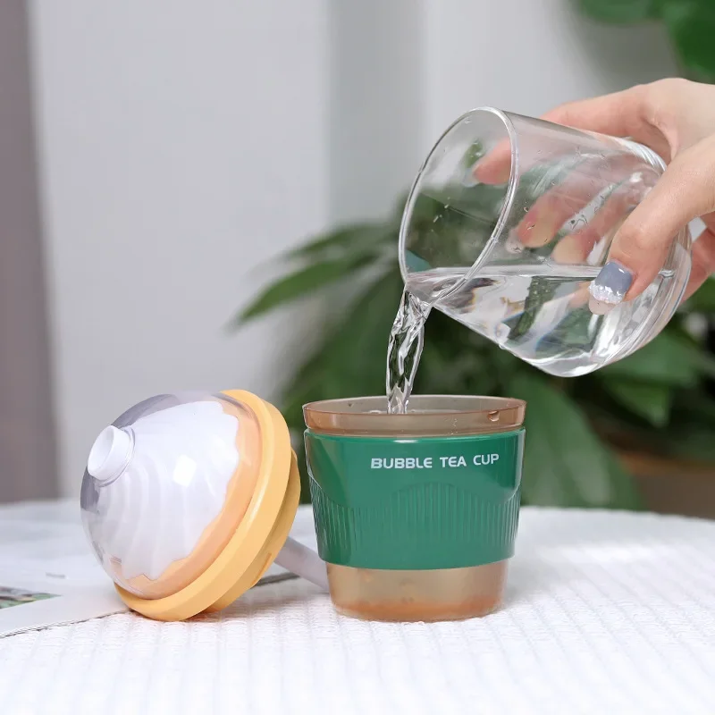 Portable Fashion Simple Milk Tea Color Gradient Night Light USB Direct Plug-In Humidifier Small Night Light