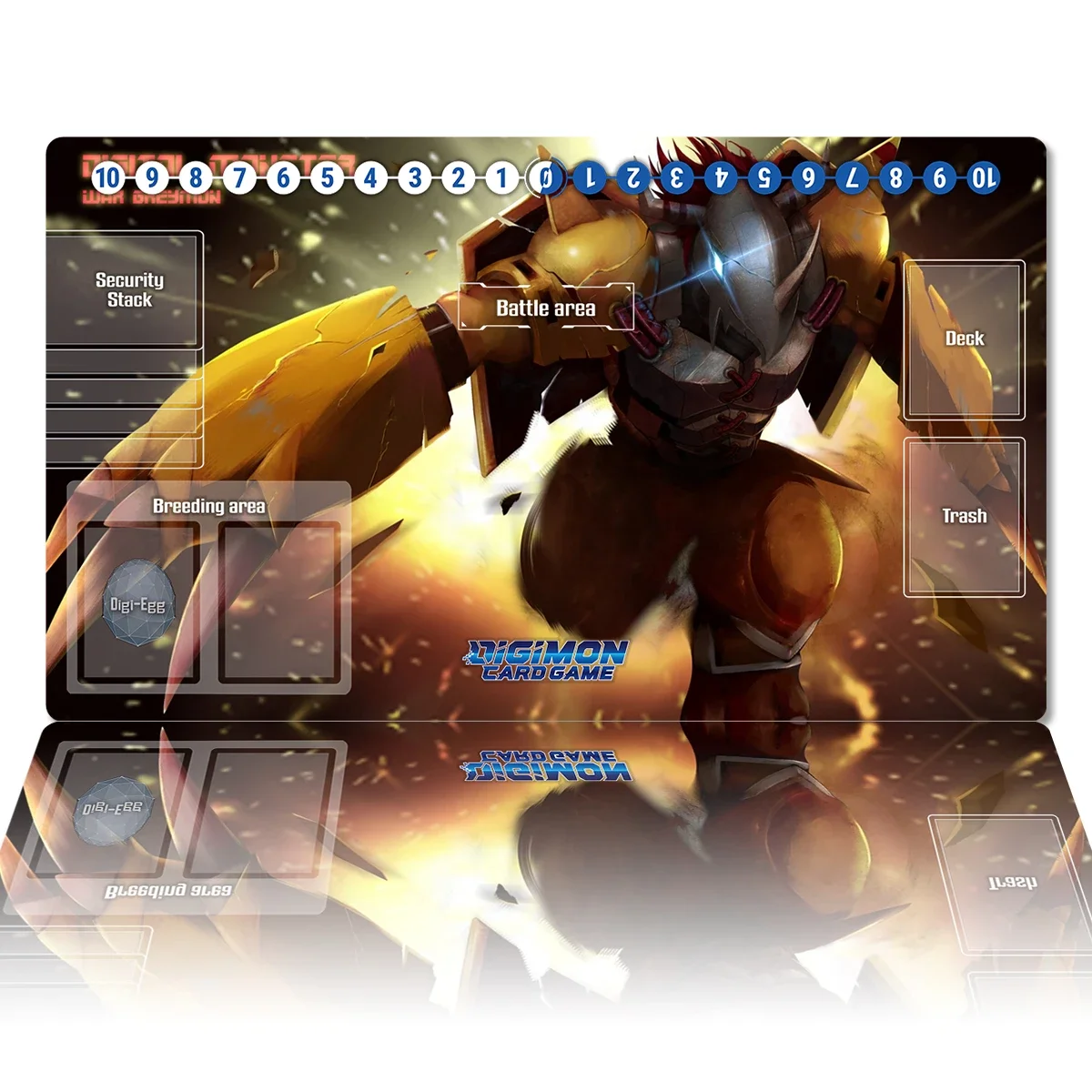 Digimon Playmat War Greymon DTCG CCG Card Game Board Game Mat Anime Mouse Pad Custom Desk Mat Gaming Accessories with Zones Bag