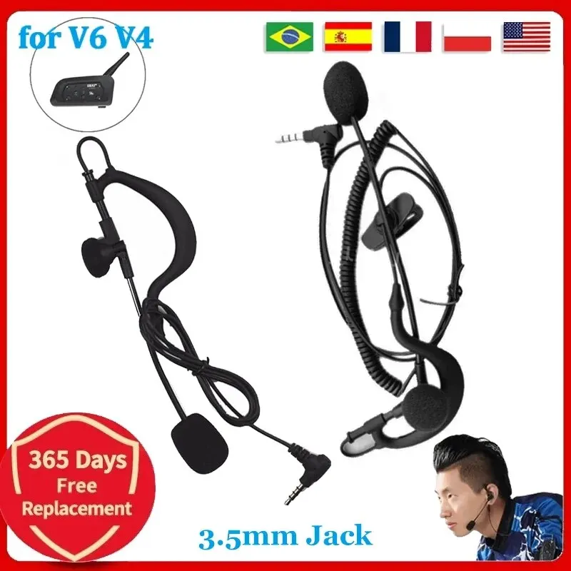 Muelle de micrófono/cable recto para EJEAS Vnetphone V6C XiNOWy V4C, 3,5mm