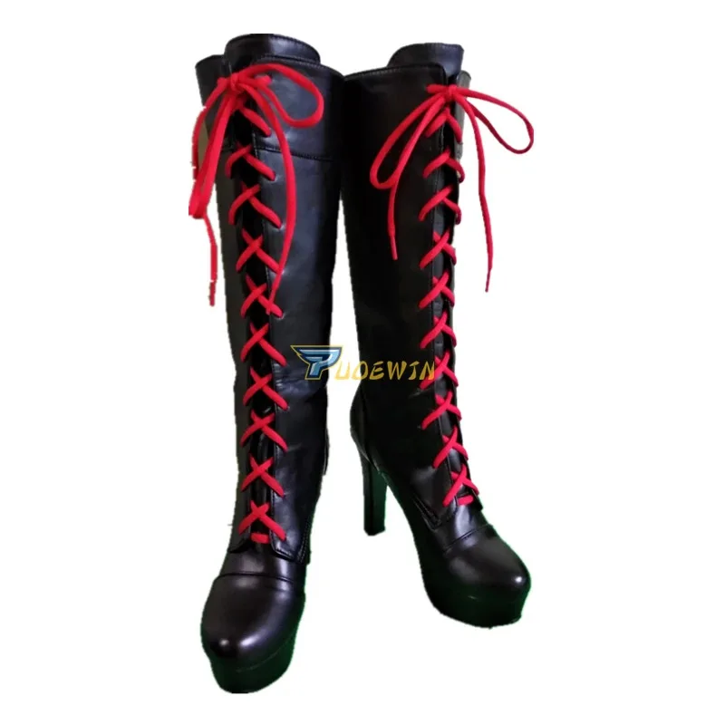 

zizi 2025 SBluuCosplay Anime Enoshima Junko Cosplay Boots Lace Up High Heel Shoes New+Drop Shipping Pu Leather