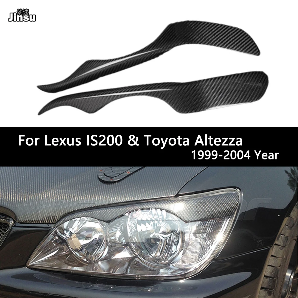 For Toyota Altezza Carbon Fiber Headlight Cover Eyelids for Lexus IS200 1999 - 2004 Year Matt Black Front Lamp Eyebrows Sticker