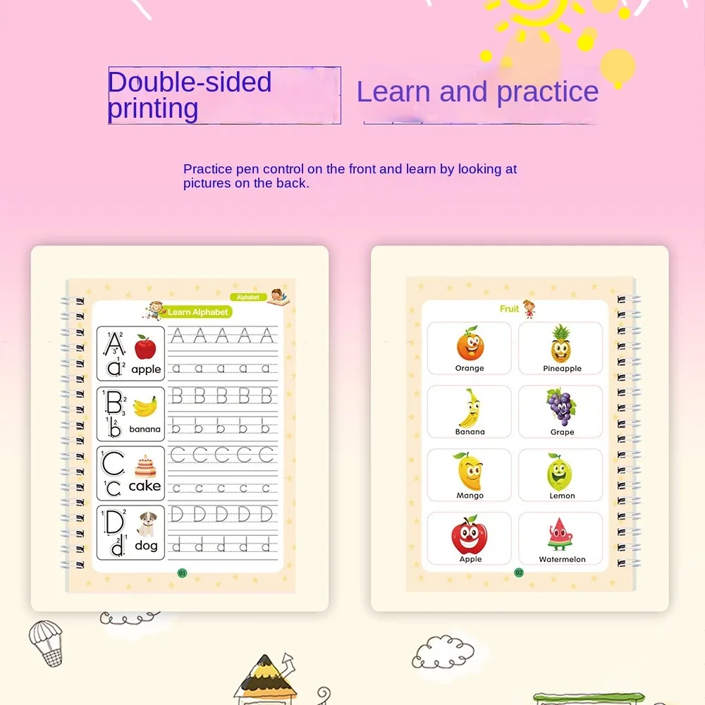 Portable English Groove Copybook for Control Pen Training Book English Letter Calligraphy Book