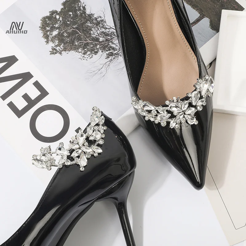 1Pc Buty damskie Kwiatowa klamra DIY Rhinestone Klips do butów Odpinane buty ślubne Wysoki obcas Akcesoria do butów Błyszczące ozdoby do butów — zdjęcie 6