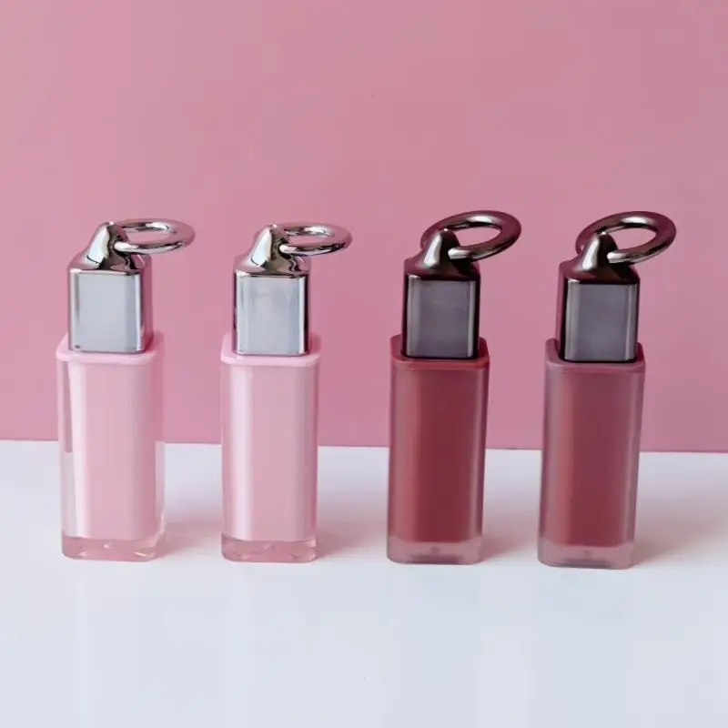 4 ml leere Lipgloss-Röhre mit großem Pinsel, Schlüsselanhänger, quadratisch, transparent, Kosmetikbehälter, Lippenglasur-Röhre, Make-up-Flasche, Probenfläschchen