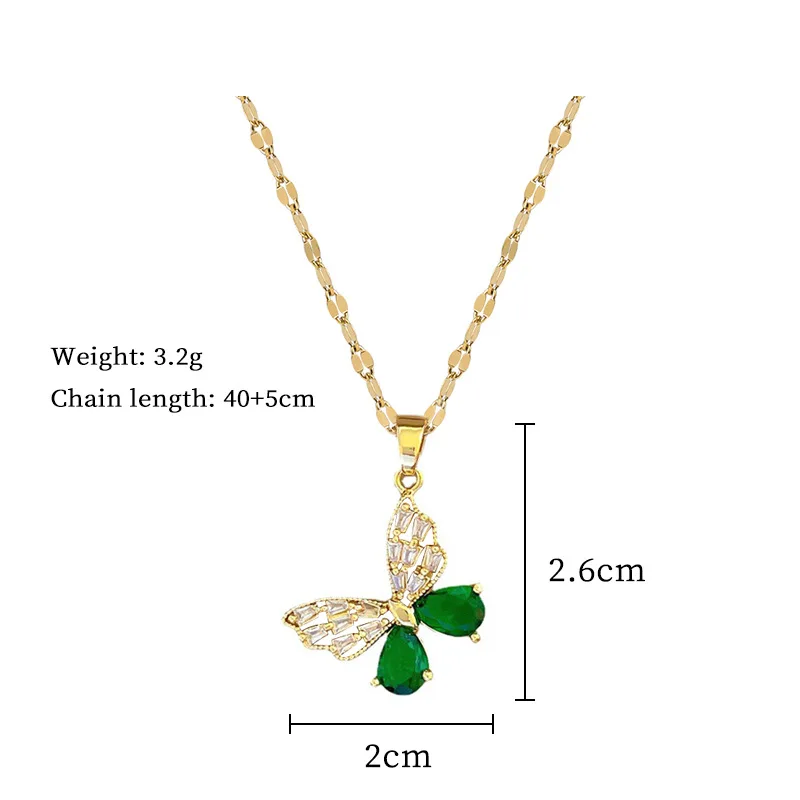 التيتانيوم الصلب فراشة الجوف خارج قلادة للنساء تنوعا المختنق سلسلة مجوهرات أنيقة الإكسسوار خفيفة الوزن الفاخرة #3