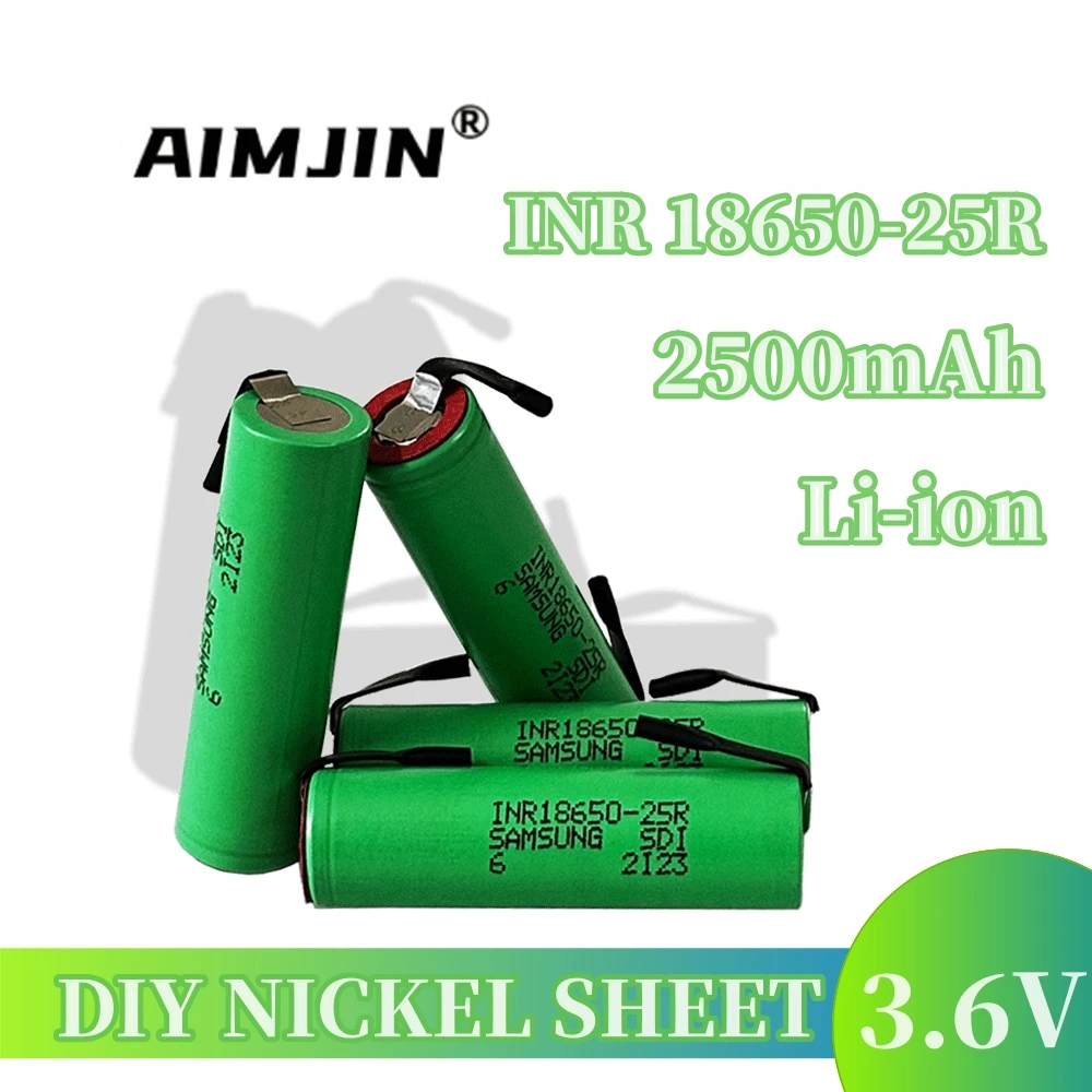 2023NEW Hot Sale 3.6V 2500mAh Rechargeable Battery INR18650 25R for Flashlight+nickel DIY