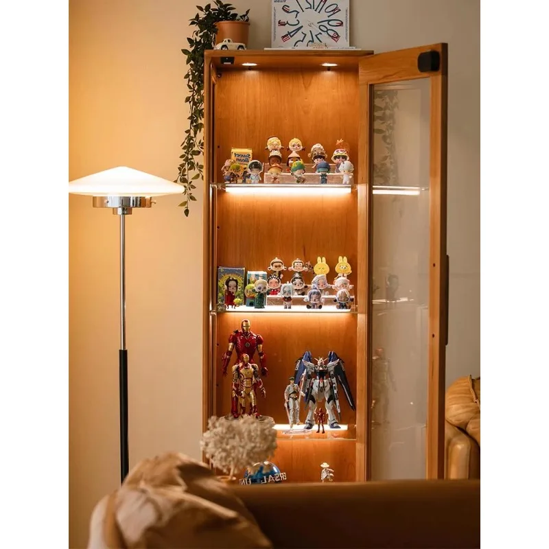 

Medieval figure transparent storage display cabinet solid wood living room retro